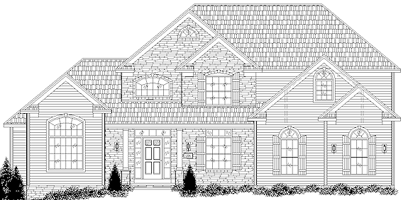 1st floor master bedroom with vaulted ceilings, 2 walk-in closets, and glamour bath. 1st floor den/guest bedroom with cathedral ceiling. Bridge overlooks 2 story foyer and great room with wall of windows and loft above. Formal dining room with tray ceiling. Large kitchen with corner window sink, island/breakfast bar, and walk-in pantry. 1st floor laundry. Large covered front porch. Optional covered rear porch with fireplace or sunroom. 2-car side-entry garage.